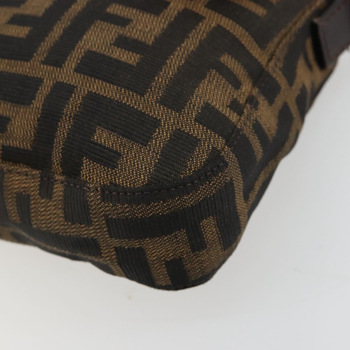 FENDI Zucca Canvas Mamma Baguette Shoulder Bag Black Brown Auth 181715V