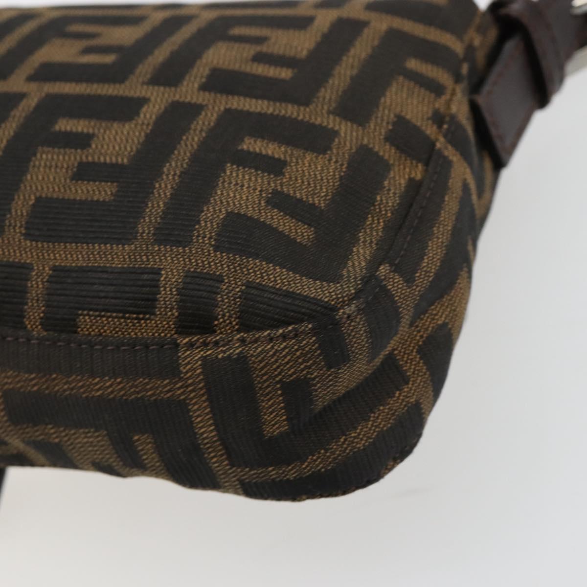 FENDI Zucca Canvas Mamma Baguette Shoulder Bag Black Brown Auth 181715V