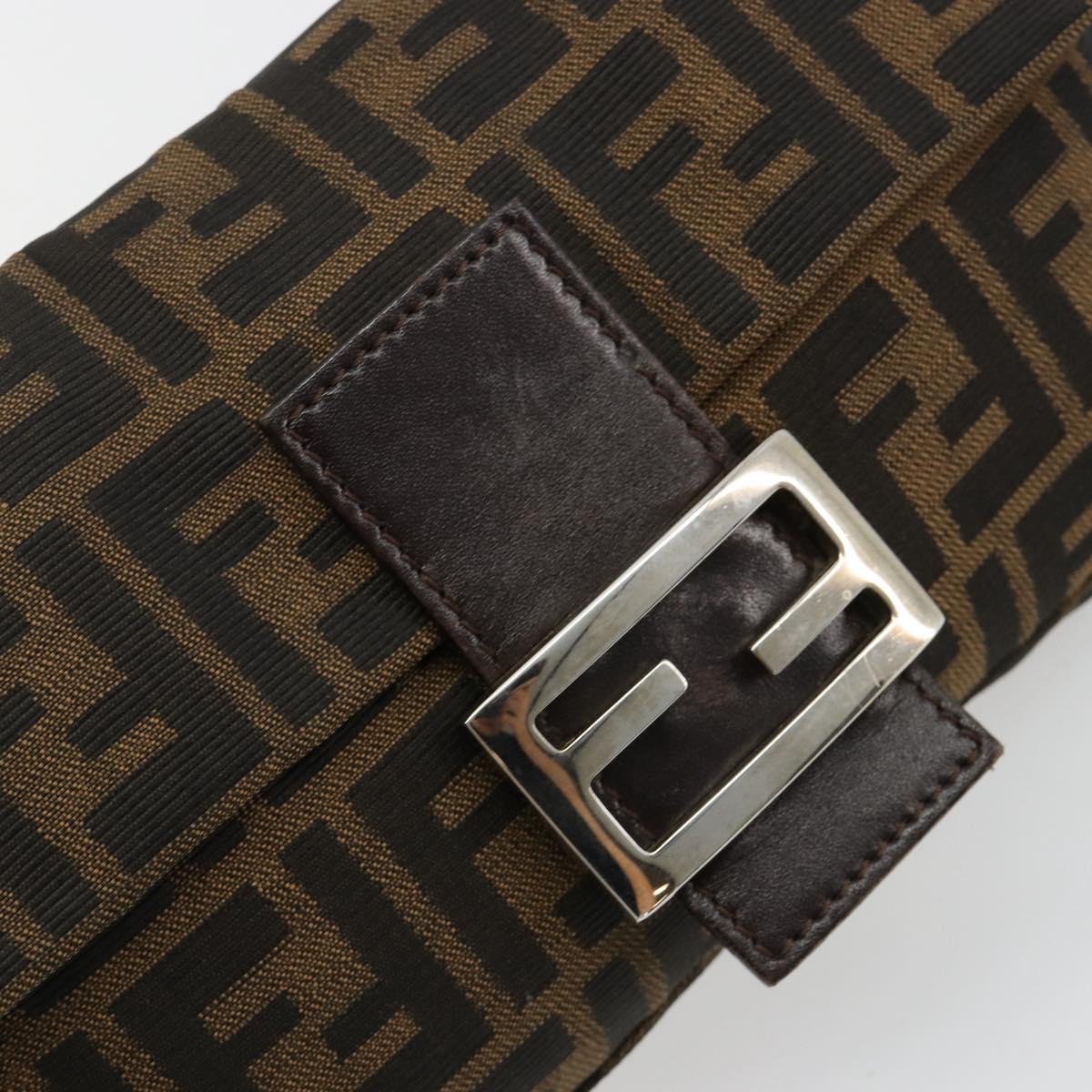 FENDI Zucca Canvas Mamma Baguette Shoulder Bag Black Brown Auth 181715V