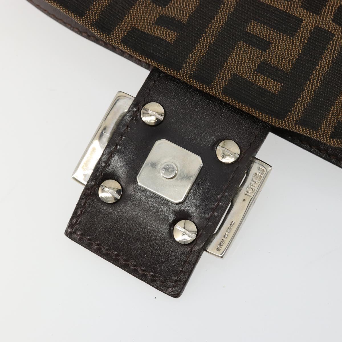 FENDI Zucca Canvas Mamma Baguette Shoulder Bag Black Brown Auth 181715V
