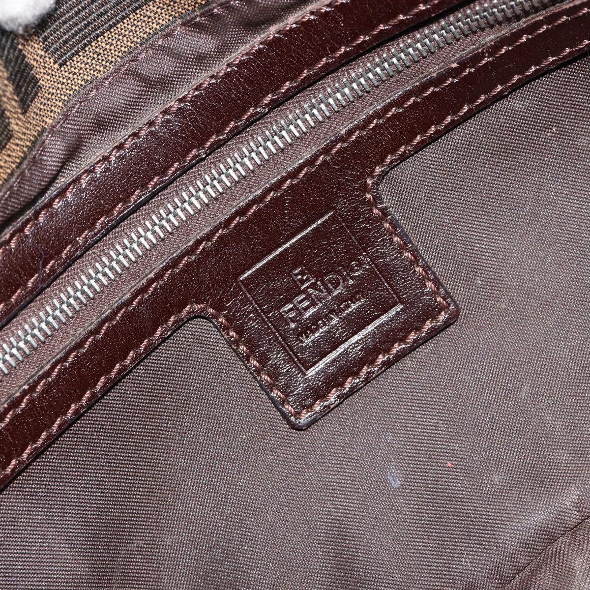 FENDI Zucca Canvas Mamma Baguette Shoulder Bag Black Brown Auth 181715V
