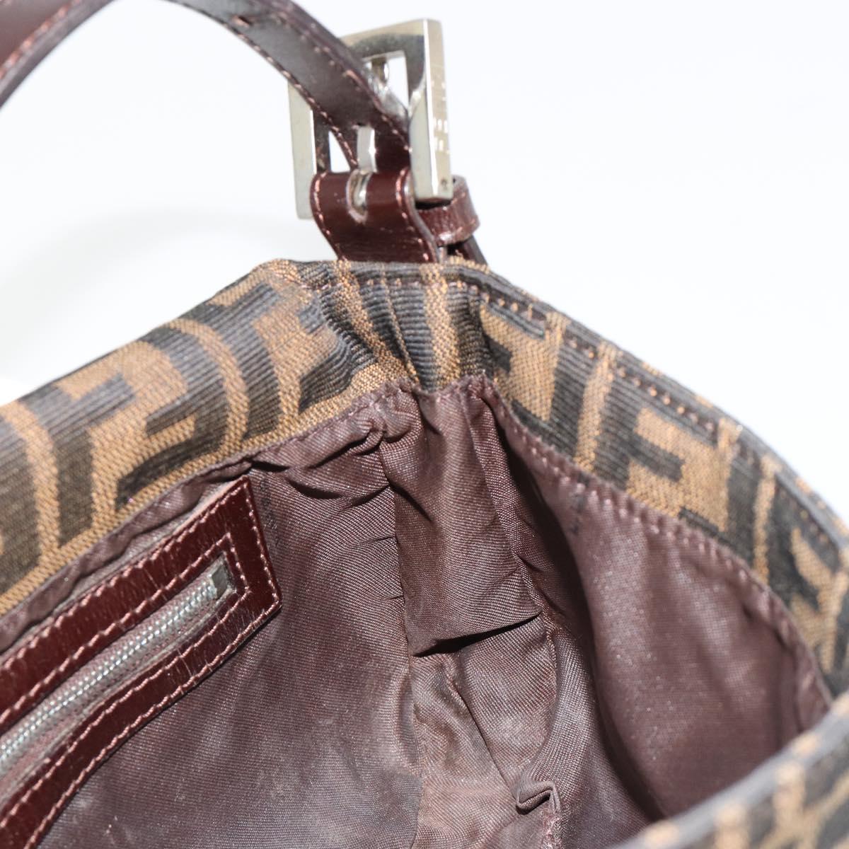 FENDI Zucca Canvas Mamma Baguette Shoulder Bag Black Brown Auth 181715V