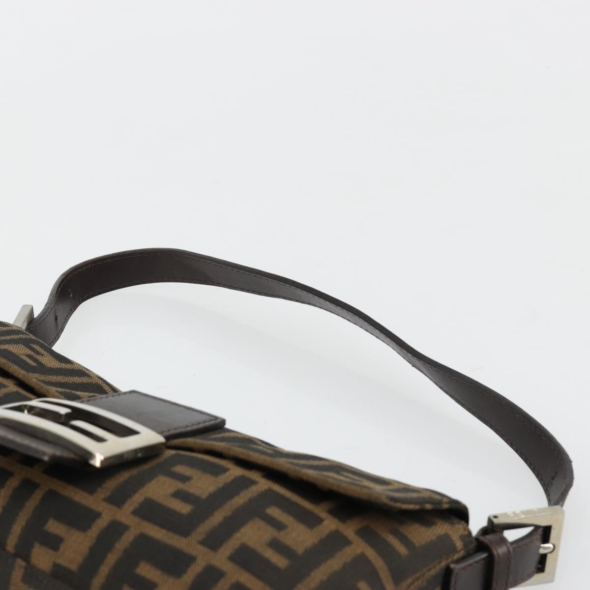 FENDI Zucca Canvas Mamma Baguette Shoulder Bag Black Brown Auth 181715V