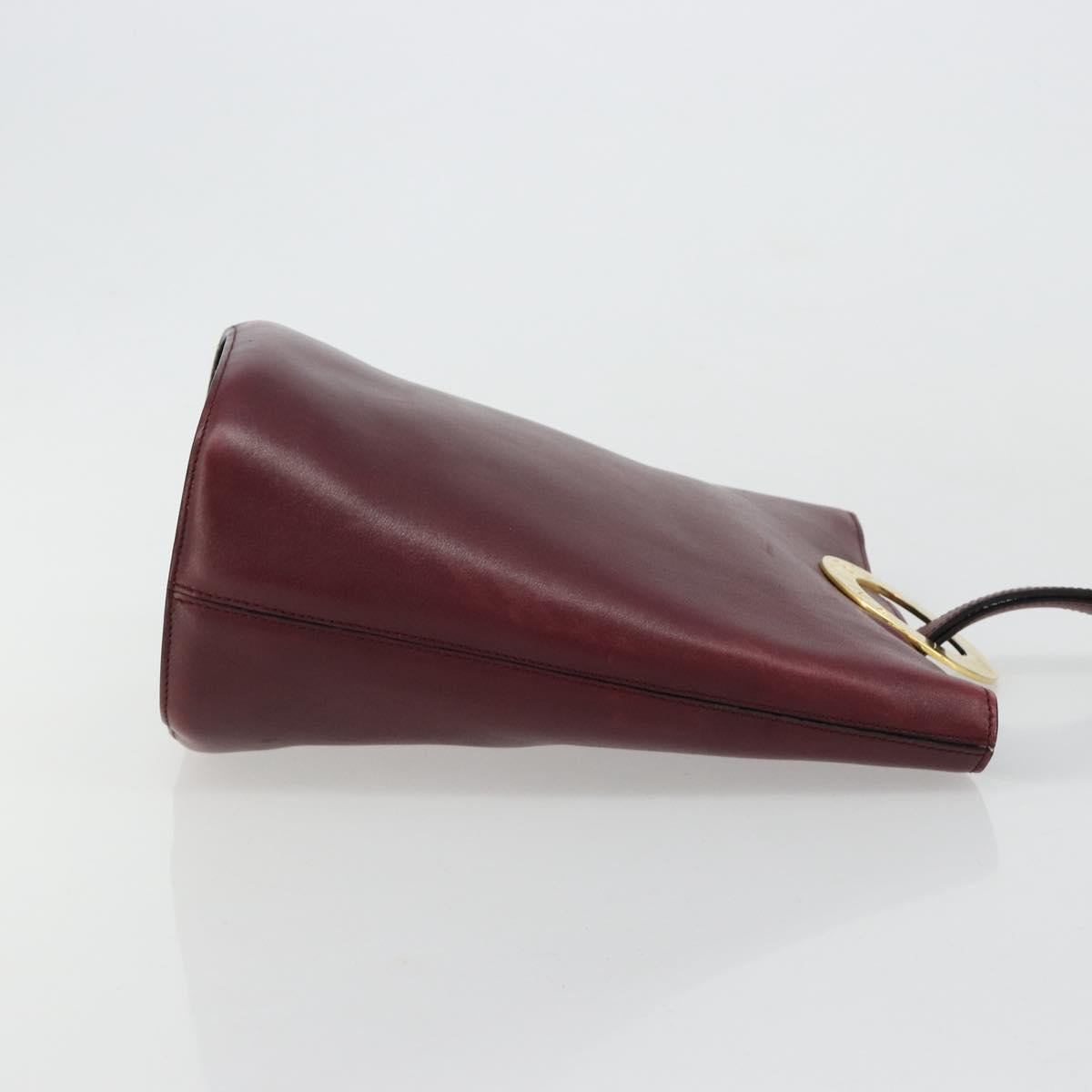 CELINE Circle Shoulder Bag Leather Bordeaux Gold Auth 181718