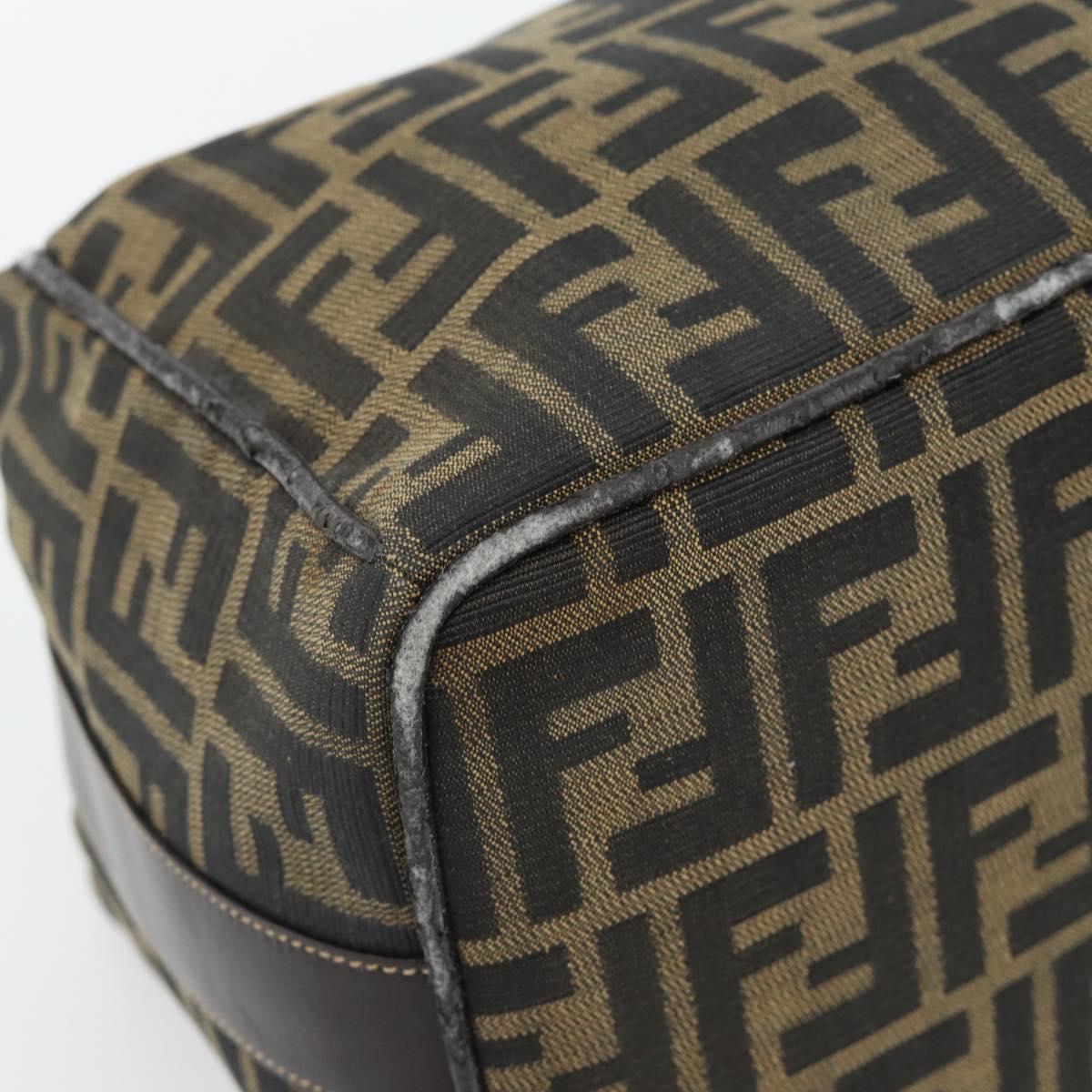 FENDI Zucca Canvas Vanity Hand Bag Black Brown Auth 181720