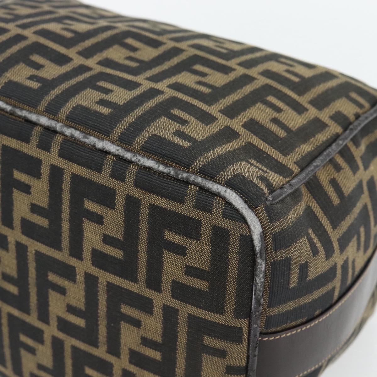 FENDI Zucca Canvas Vanity Hand Bag Black Brown Auth 181720