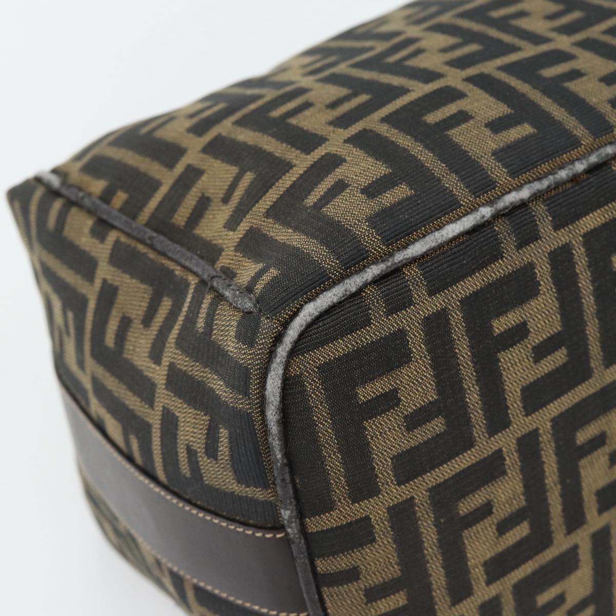 FENDI Zucca Canvas Vanity Hand Bag Black Brown Auth 181720