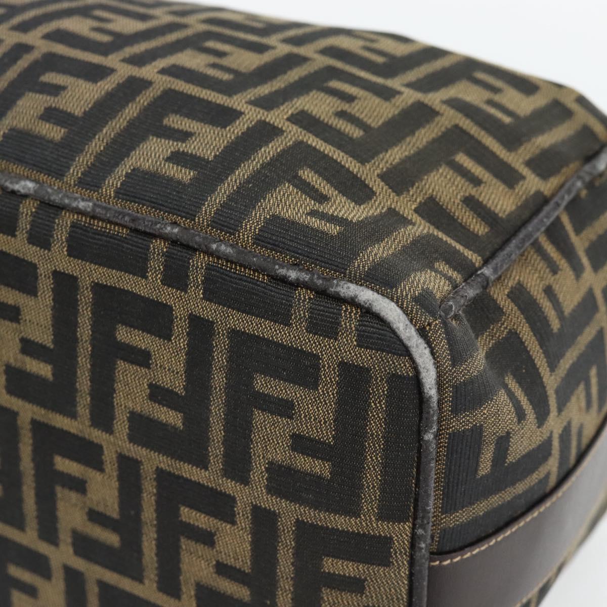 FENDI Zucca Canvas Vanity Hand Bag Black Brown Auth 181720