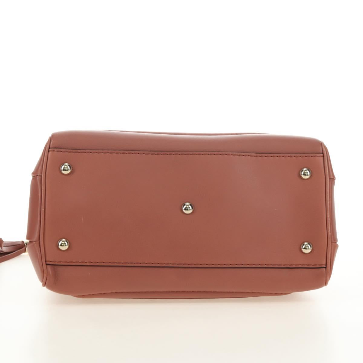 GUCCI Bamboo Hand Bag Leather 2way Pink Gold 308385 Auth 181722V