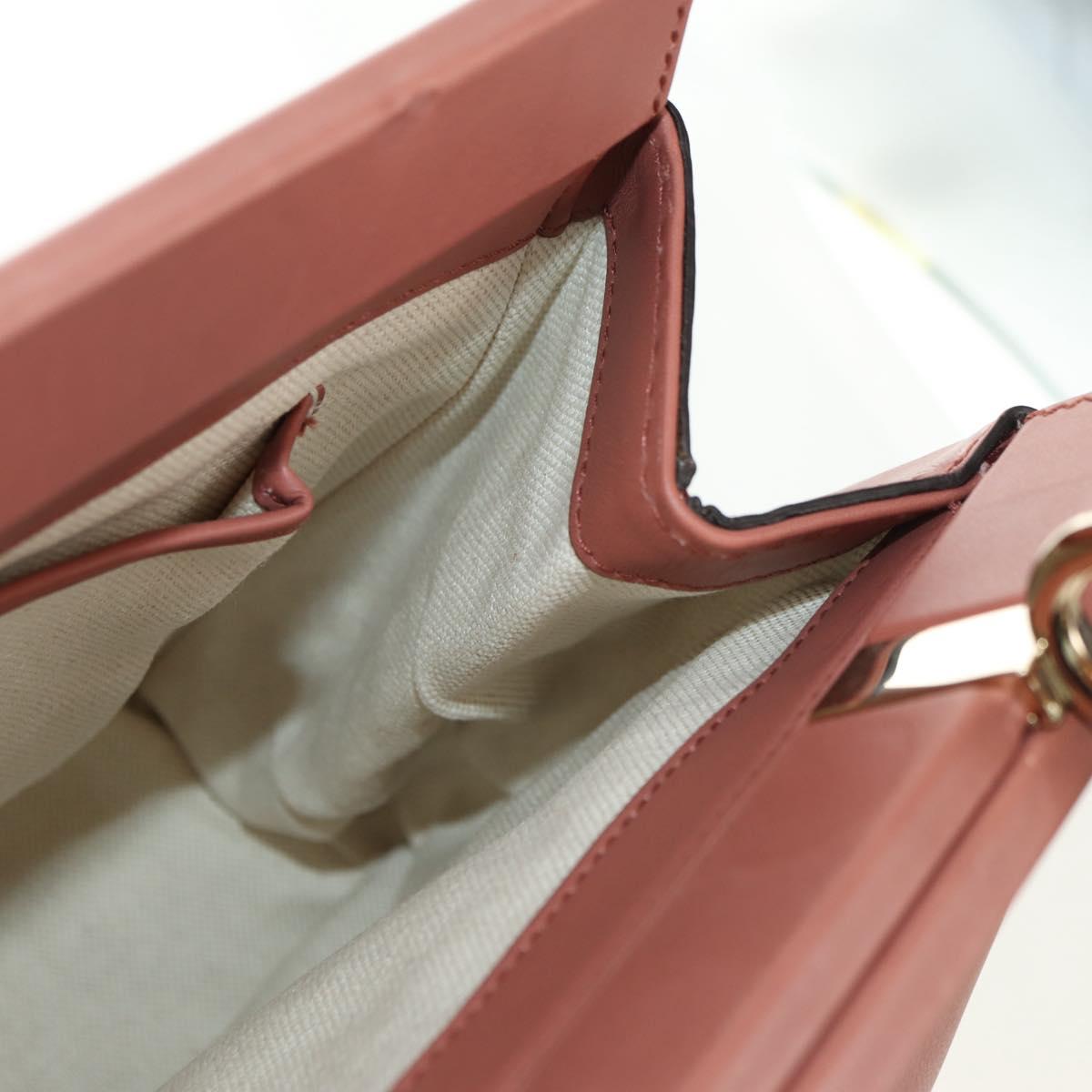 GUCCI Bamboo Hand Bag Leather 2way Pink Gold 308385 Auth 181722V
