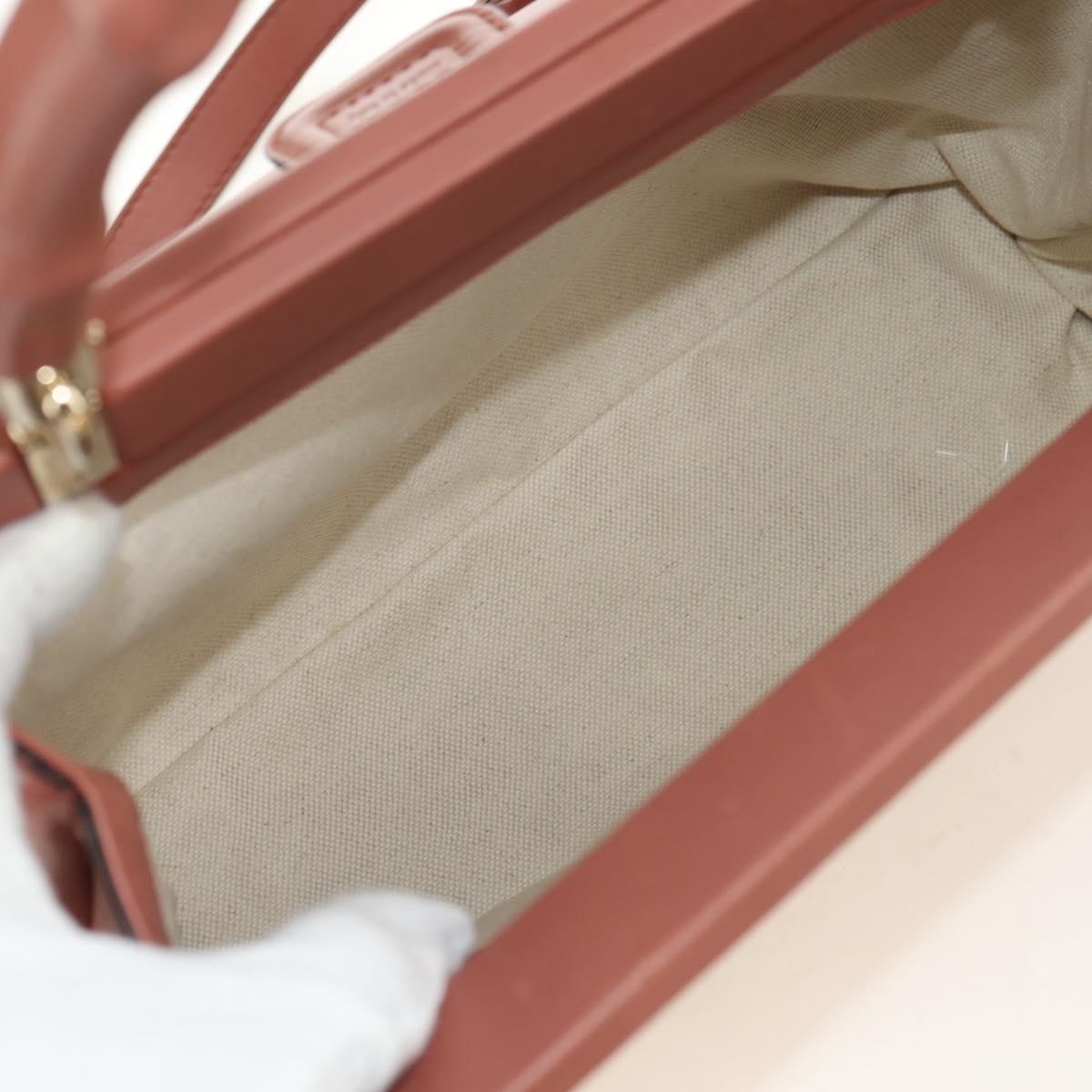 GUCCI Bamboo Hand Bag Leather 2way Pink Gold 308385 Auth 181722V