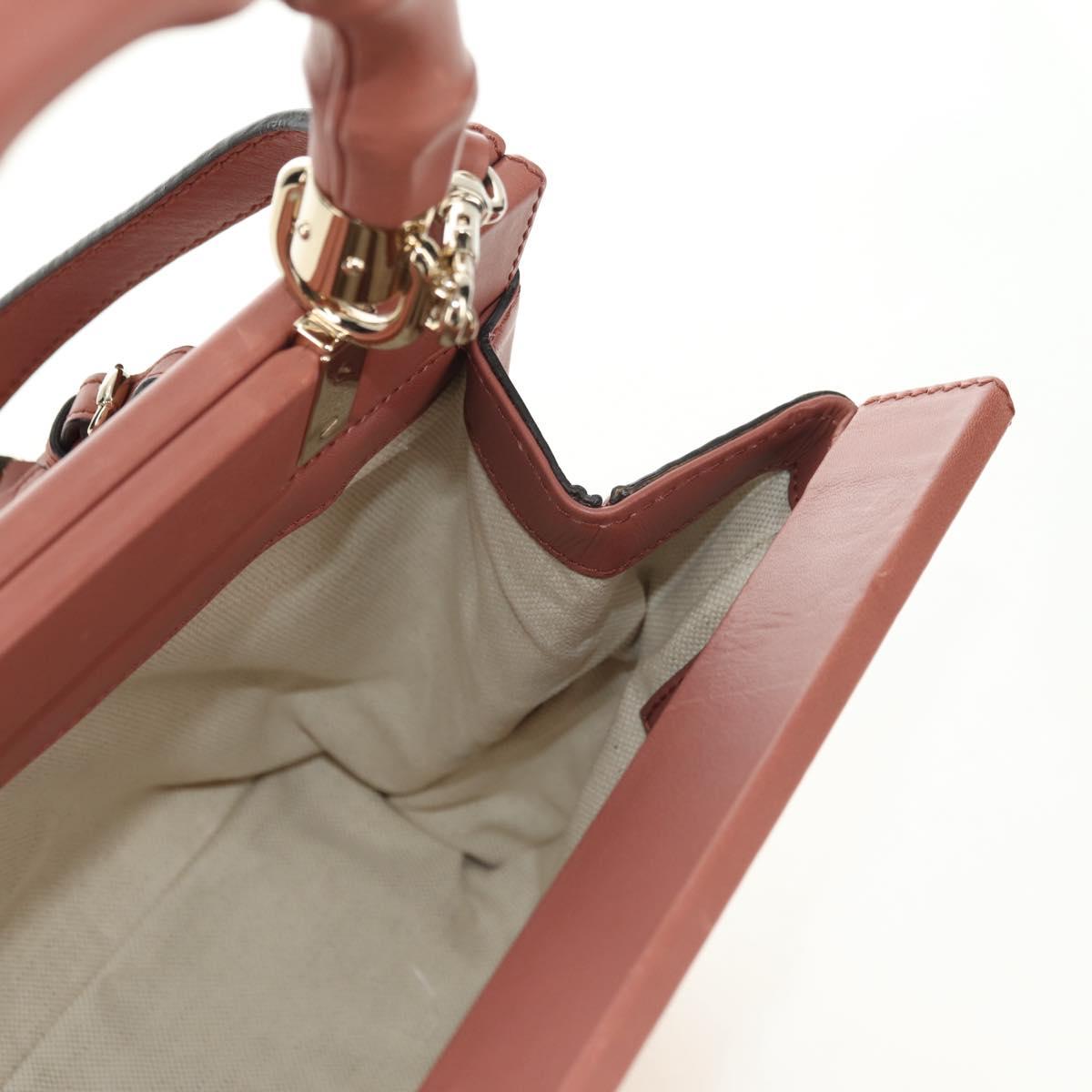 GUCCI Bamboo Hand Bag Leather 2way Pink Gold 308385 Auth 181722V