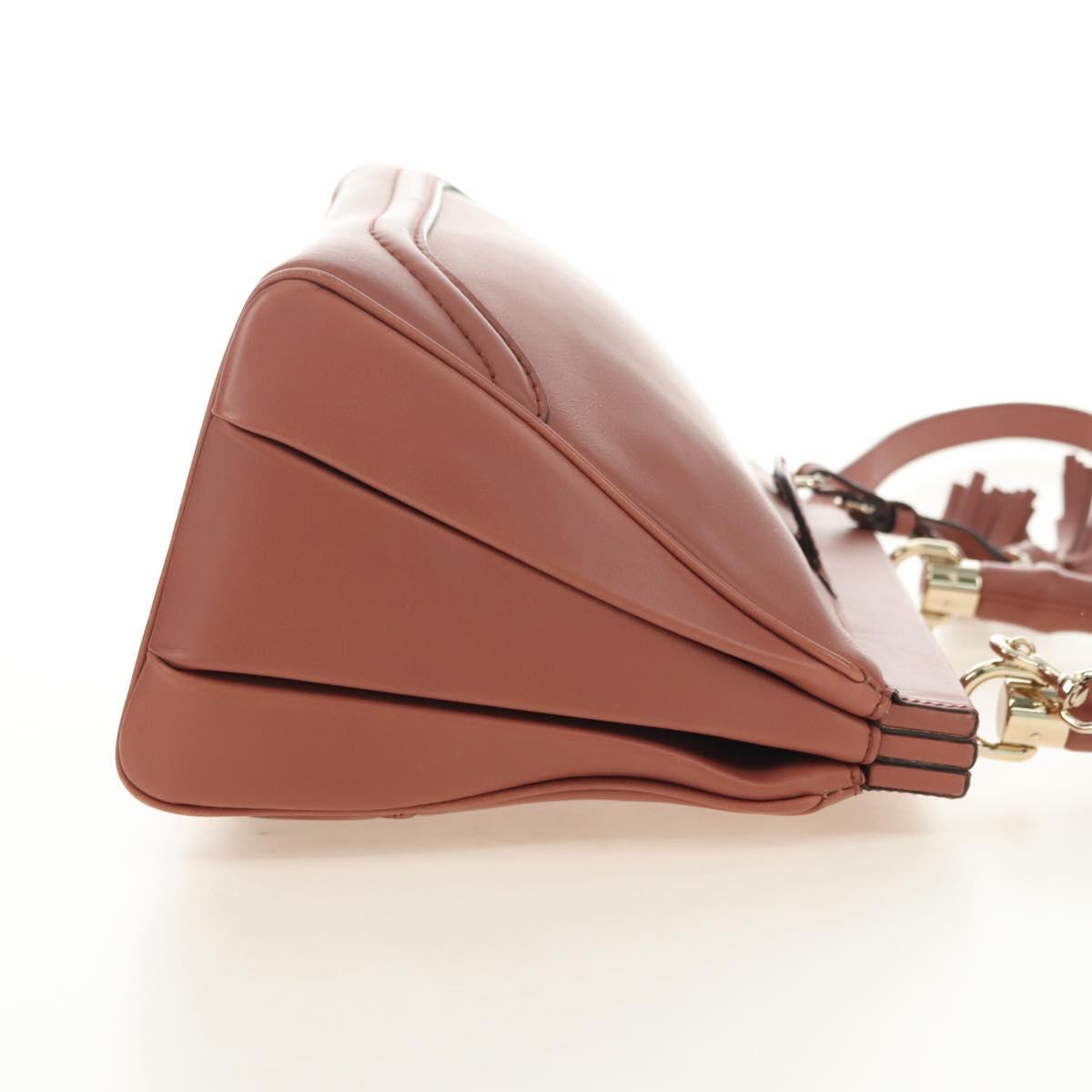 GUCCI Bamboo Hand Bag Leather 2way Pink Gold 308385 Auth 181722V