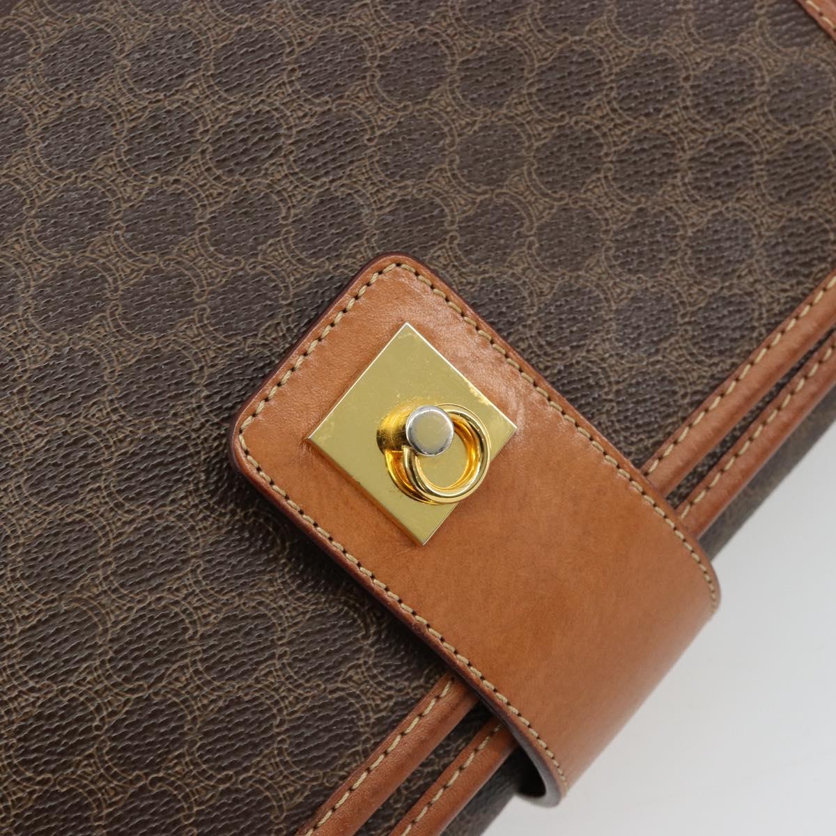 CELINE Macadam Canvas Shoulder Bag PVC Leather Brown Gold Auth 181724
