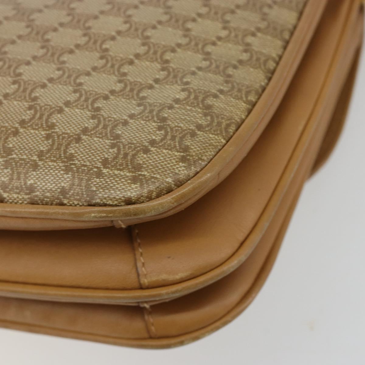 CELINE Macadam Canvas Shoulder Bag PVC Beige Gold Auth 181725