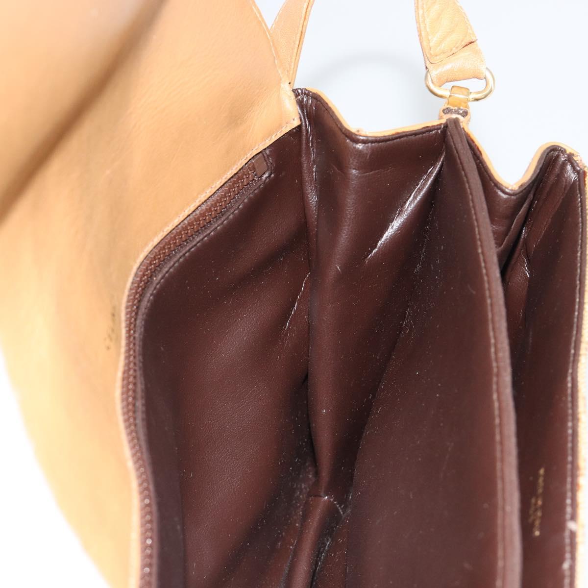 CELINE Macadam Canvas Shoulder Bag PVC Beige Gold Auth 181725