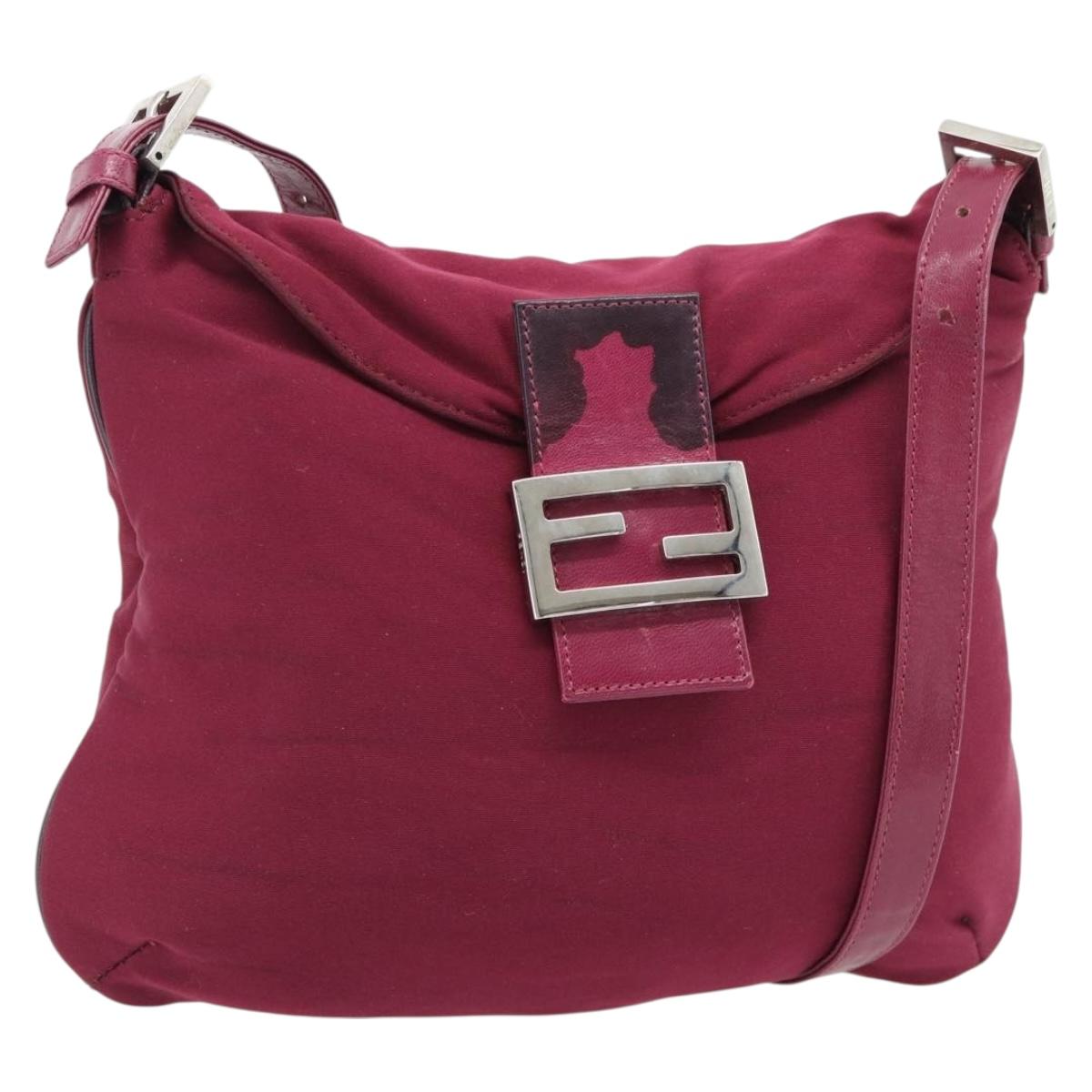 FENDI Mamma Baguette Shoulder Bag Jersey Purple Silver Auth 181726