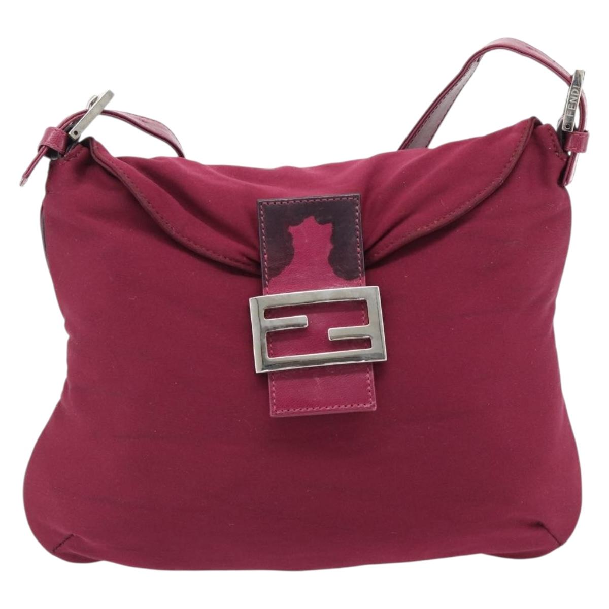 FENDI Mamma Baguette Shoulder Bag Jersey Purple Silver Auth 181726