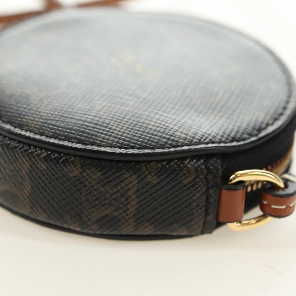 CELINE Macadam Canvas Triomphe Shoulder Pouch PVC Black Gold Auth 181733M