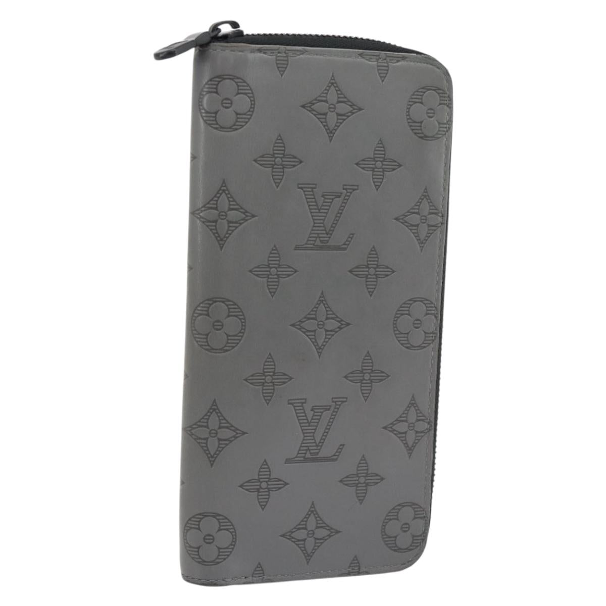 LOUIS VUITTON Monogram Shadow Zippy Wallet Vertical Gray M81384 LV Auth 181734A