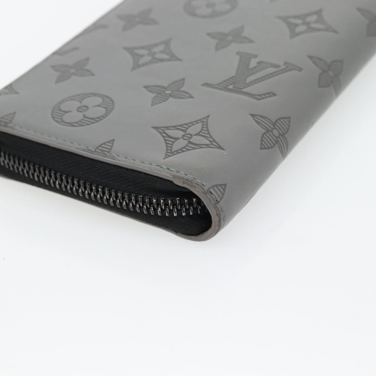 LOUIS VUITTON Monogram Shadow Zippy Wallet Vertical Gray M81384 LV Auth 181734A