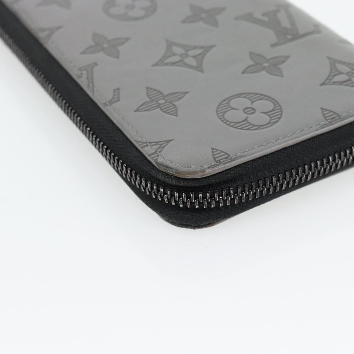 LOUIS VUITTON Monogram Shadow Zippy Wallet Vertical Gray M81384 LV Auth 181734A
