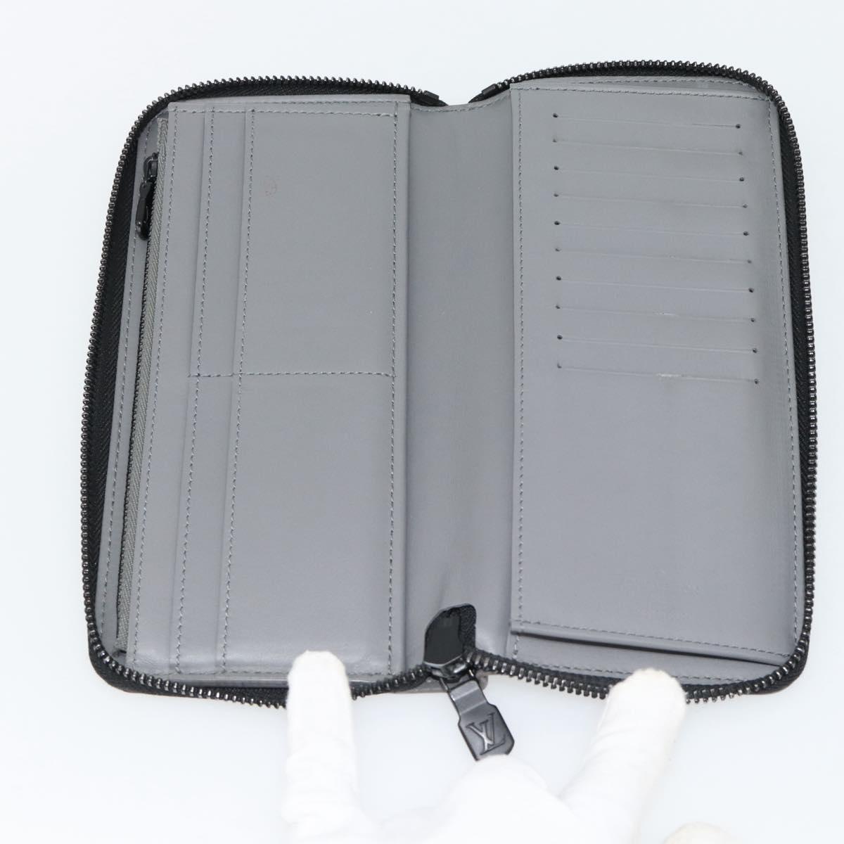 LOUIS VUITTON Monogram Shadow Zippy Wallet Vertical Gray M81384 LV Auth 181734A