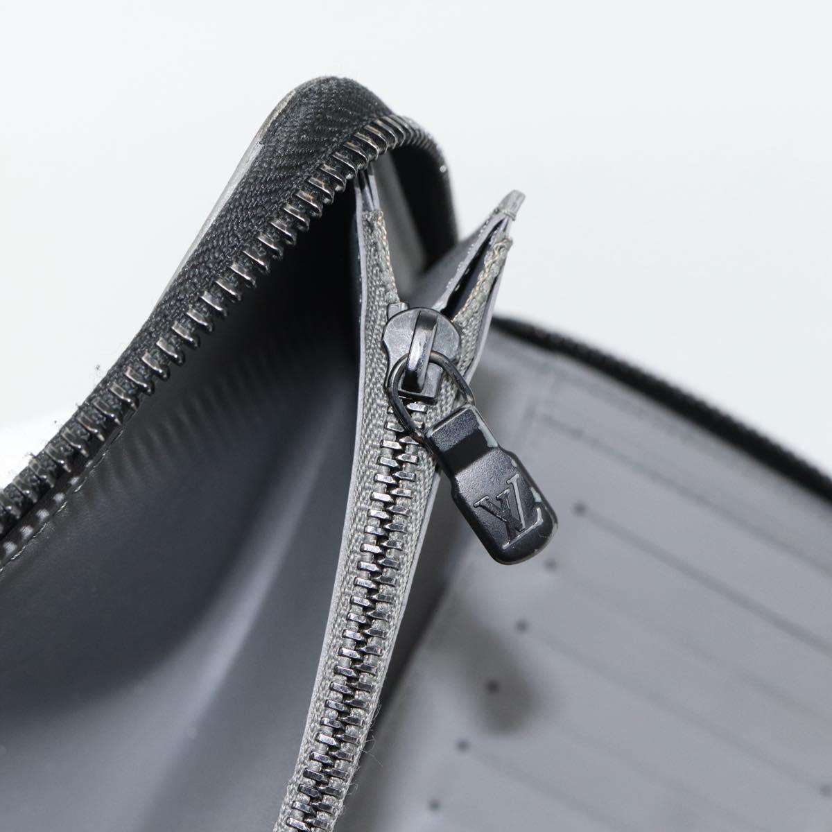 LOUIS VUITTON Monogram Shadow Zippy Wallet Vertical Gray M81384 LV Auth 181734A