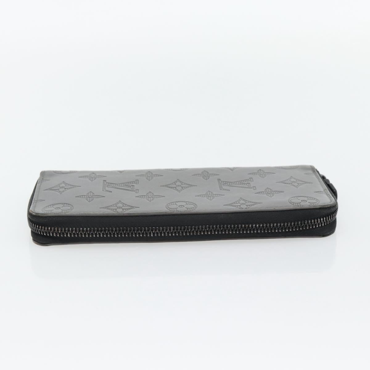 LOUIS VUITTON Monogram Shadow Zippy Wallet Vertical Gray M81384 LV Auth 181734A