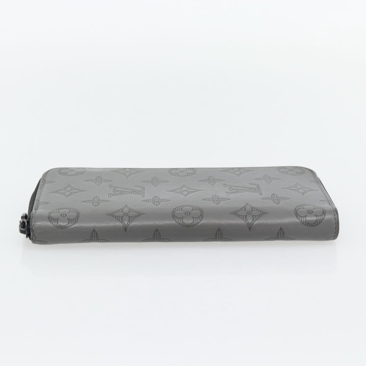 LOUIS VUITTON Monogram Shadow Zippy Wallet Vertical Gray M81384 LV Auth 181734A