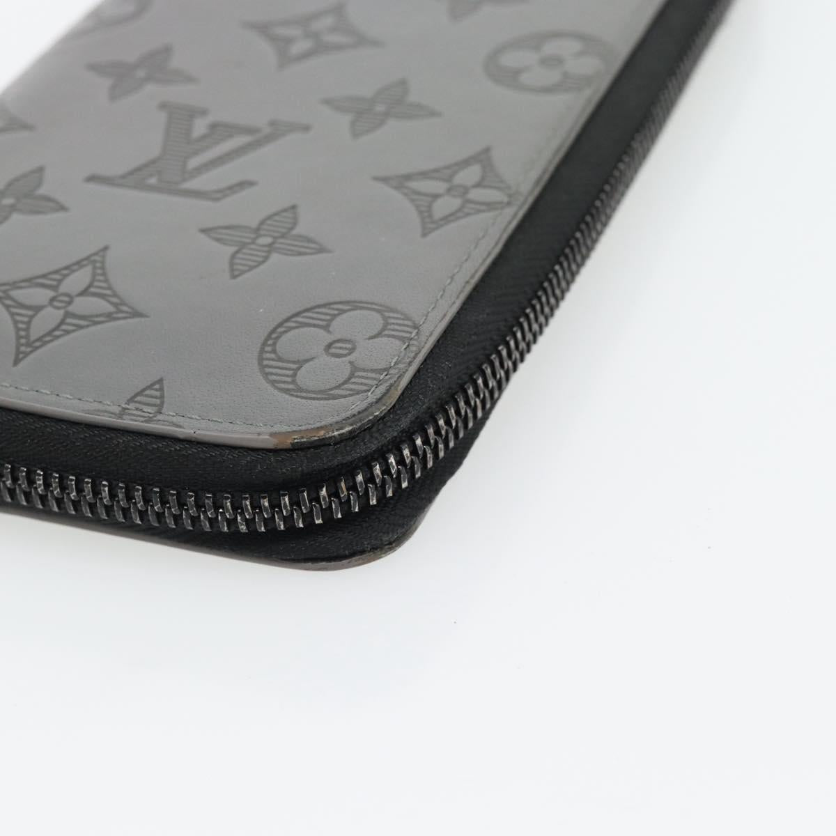 LOUIS VUITTON Monogram Shadow Zippy Wallet Vertical Gray M81384 LV Auth 181734A