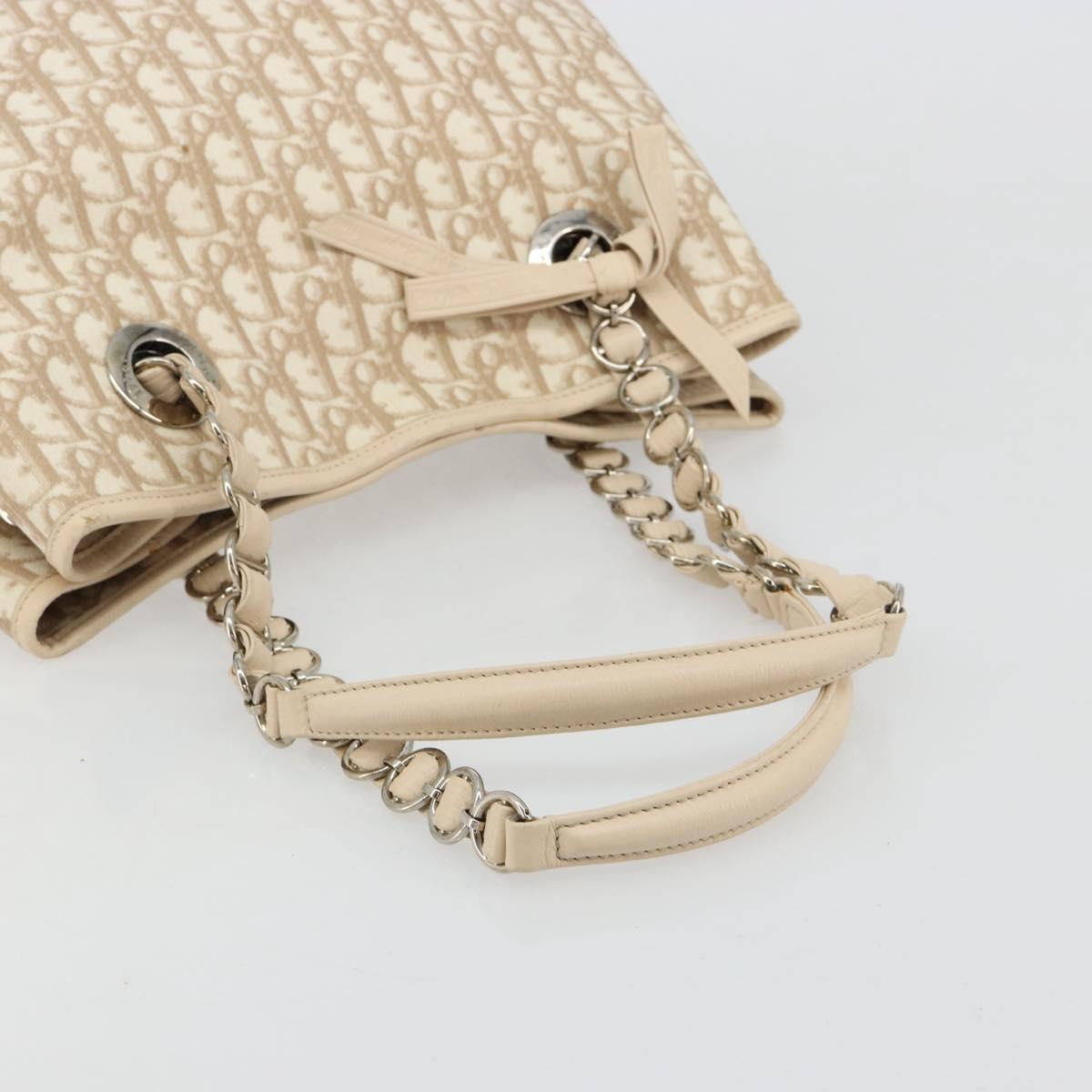 Christian Dior Trotter Canvas Chain Romantic Bag PVC Pink Silver Auth 181736