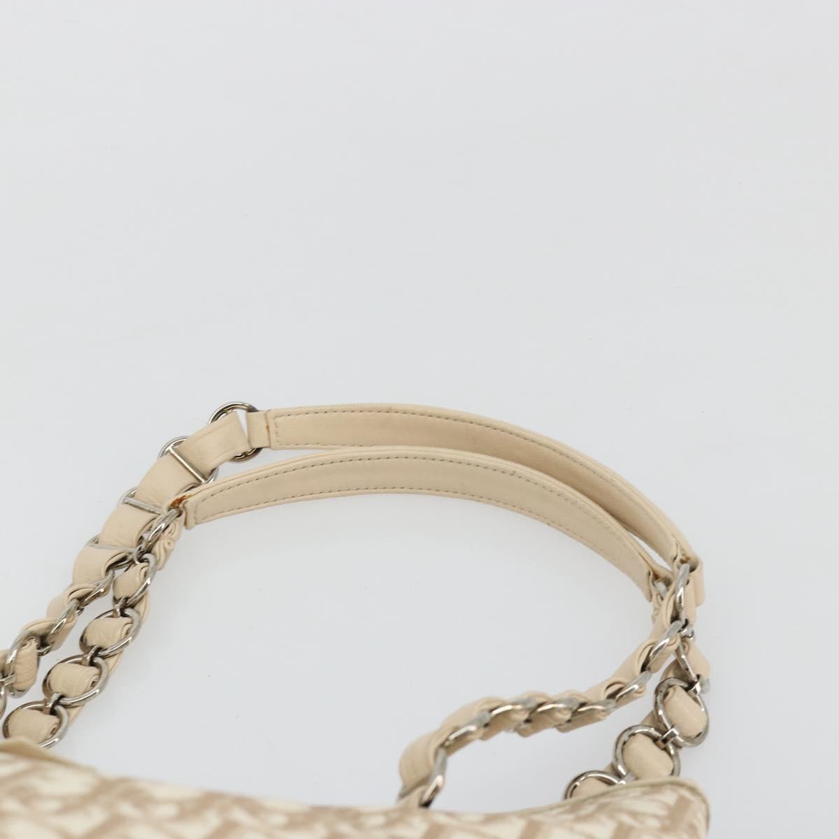 Christian Dior Trotter Canvas Chain Romantic Bag PVC Pink Silver Auth 181736