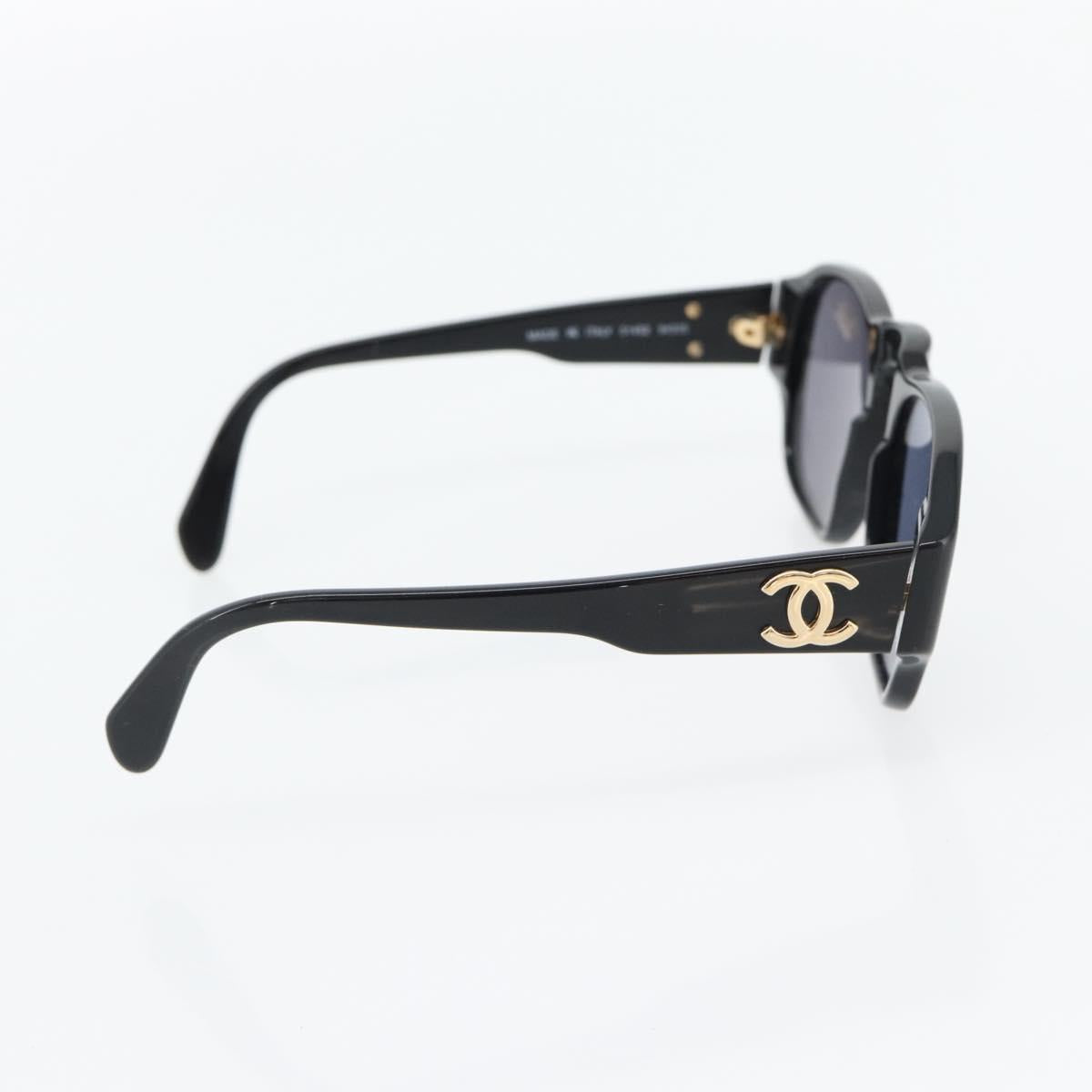 CHANEL COCO Mark Sunglasses plastic Black CC Auth 181746