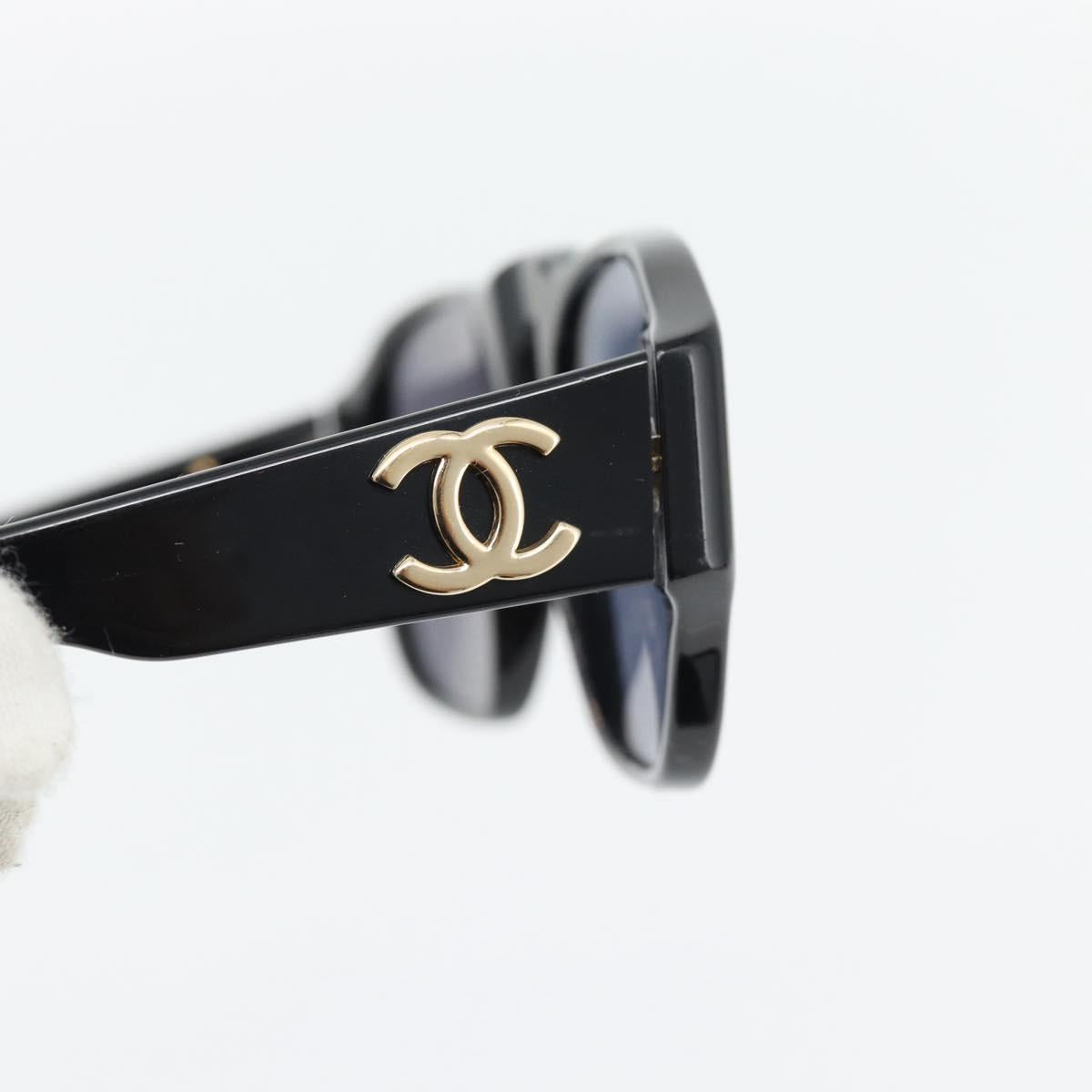 CHANEL COCO Mark Sunglasses plastic Black CC Auth 181746
