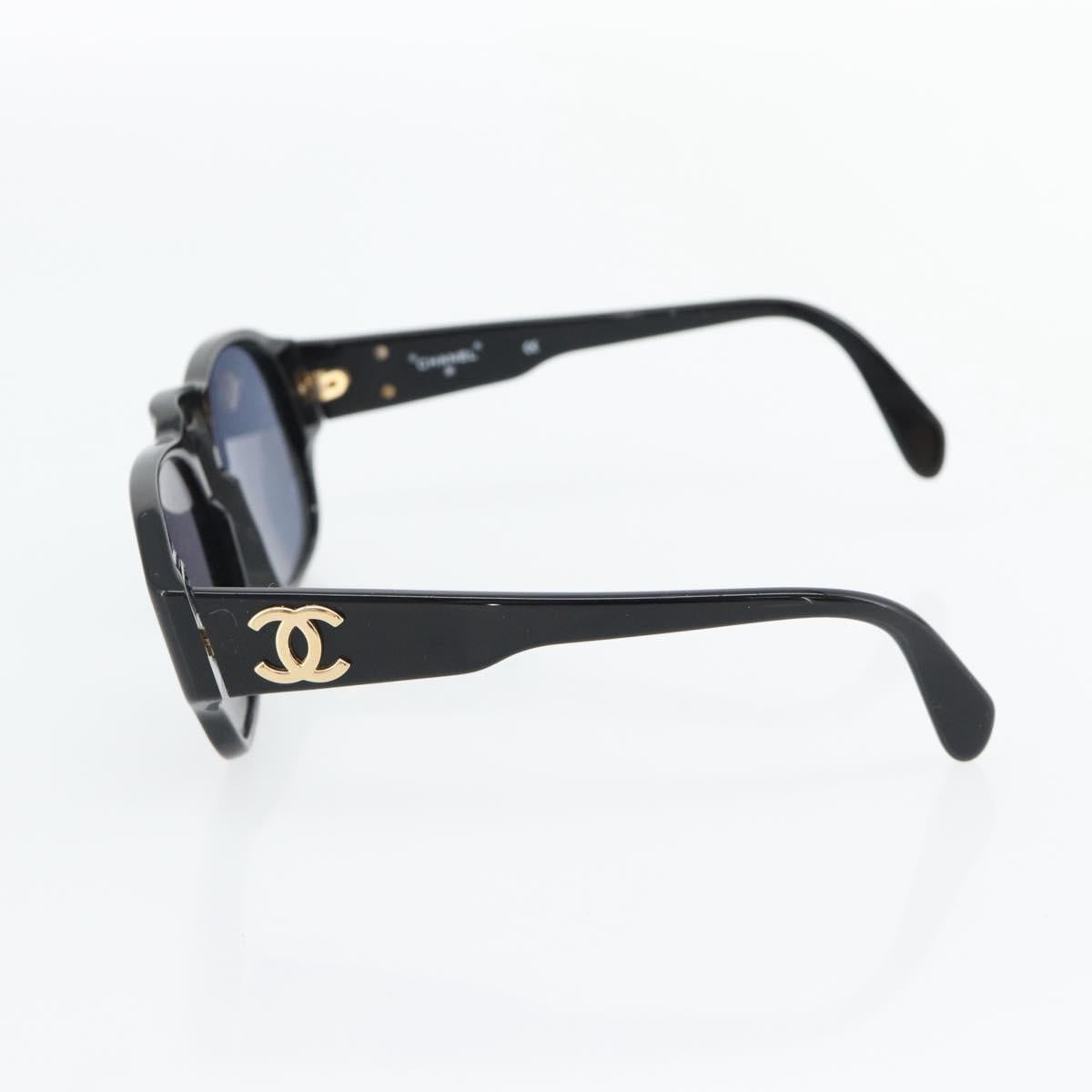CHANEL COCO Mark Sunglasses plastic Black CC Auth 181746