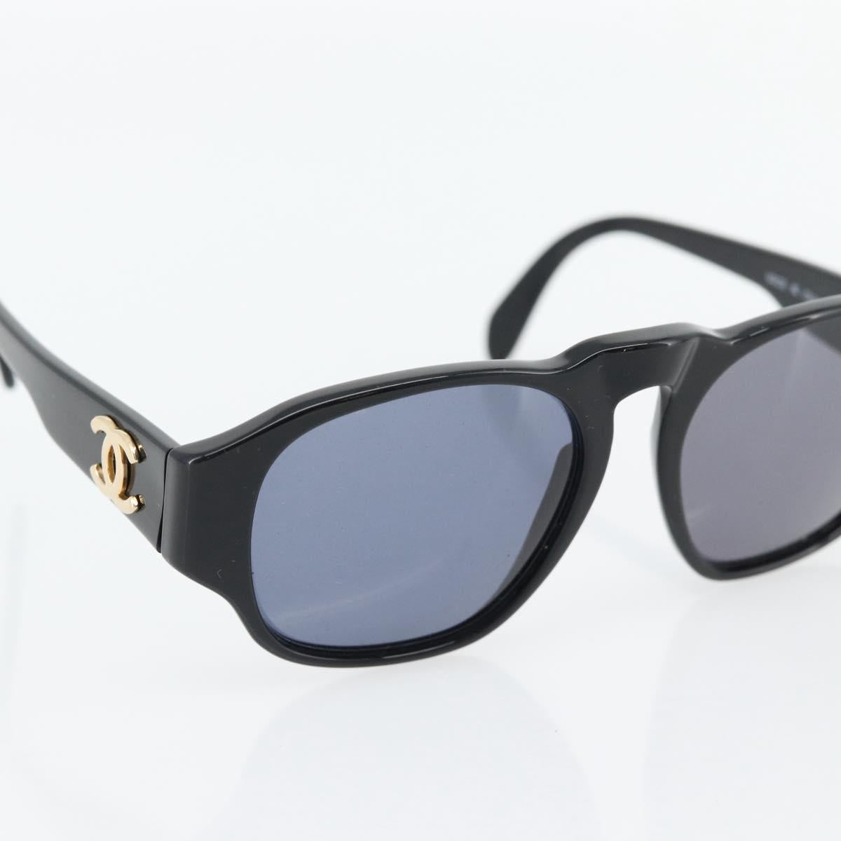 CHANEL COCO Mark Sunglasses plastic Black CC Auth 181746