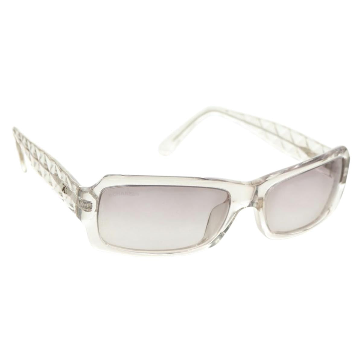 CHANEL COCO Mark Sunglasses plastic Clear CC Auth 181748M