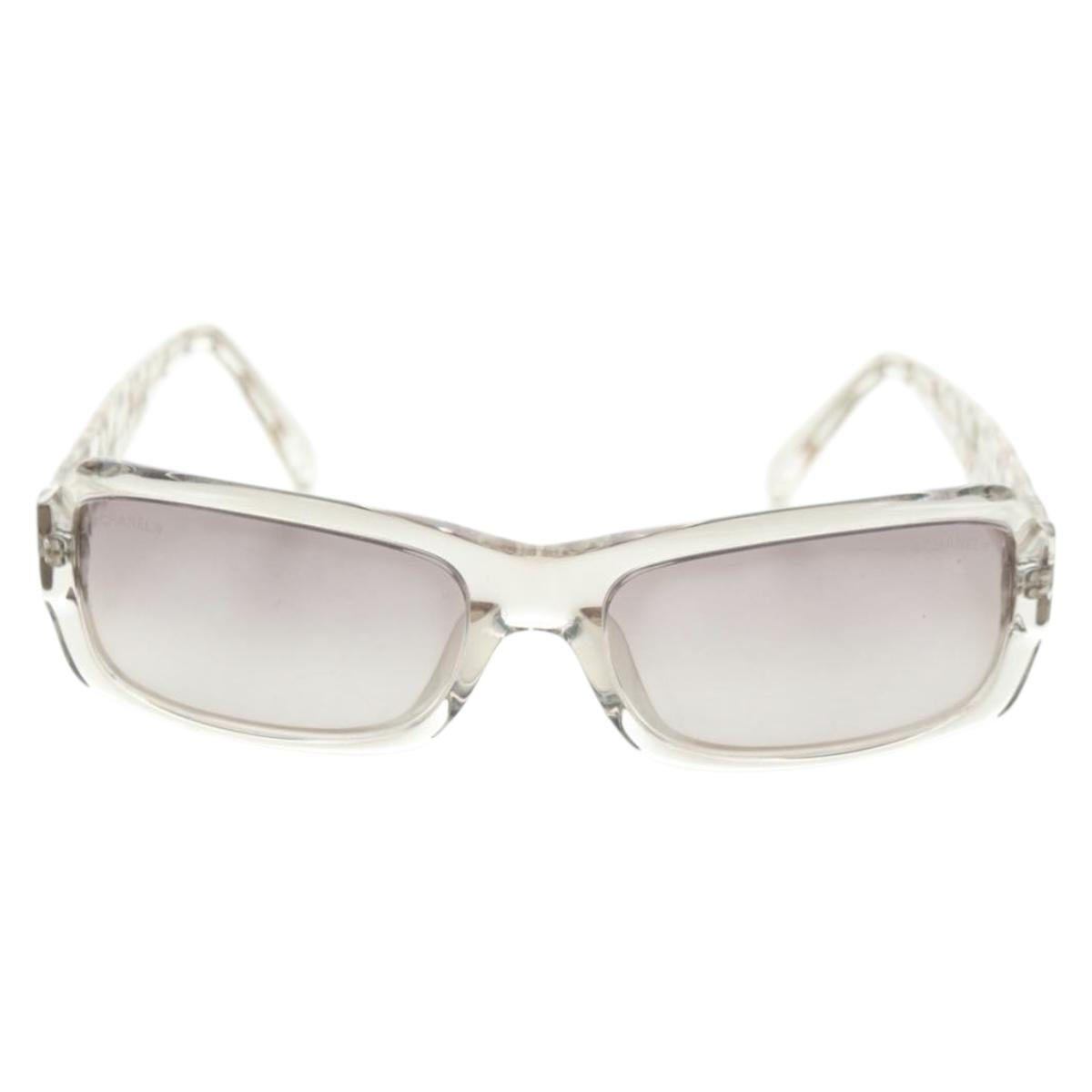 CHANEL COCO Mark Sunglasses plastic Clear CC Auth 181748M