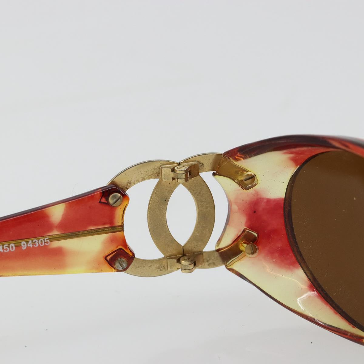 CHANEL COCO Mark Sunglasses plastic Orange CC Auth 181749