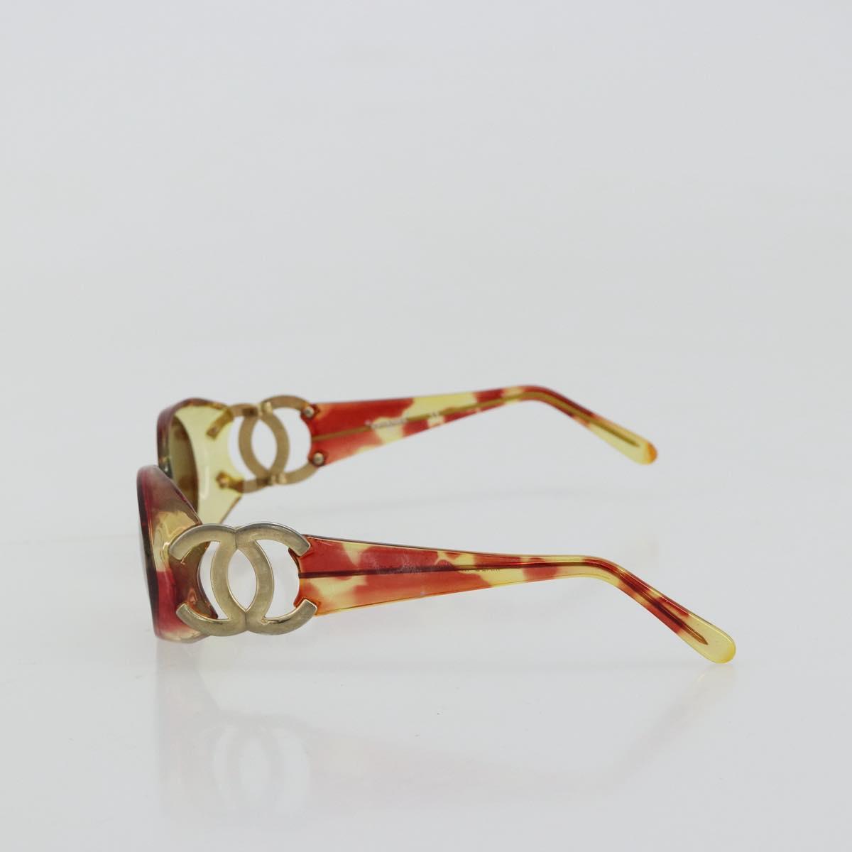 CHANEL COCO Mark Sunglasses plastic Orange CC Auth 181749