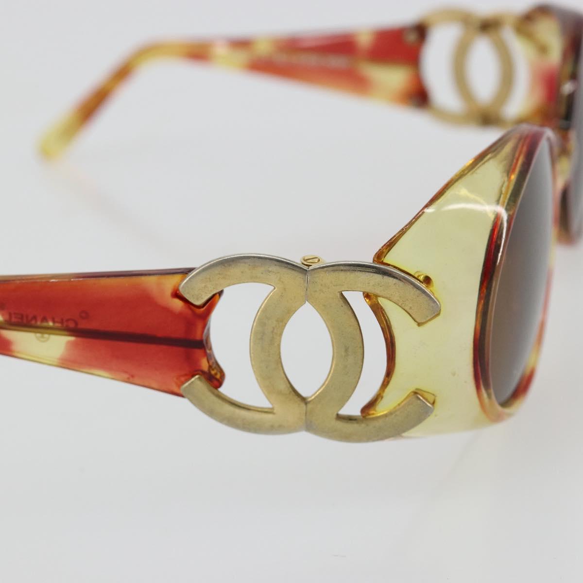 CHANEL COCO Mark Sunglasses plastic Orange CC Auth 181749