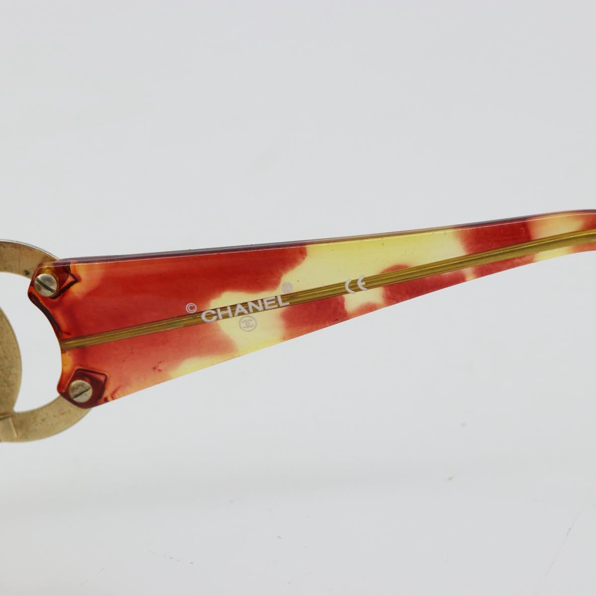 CHANEL COCO Mark Sunglasses plastic Orange CC Auth 181749
