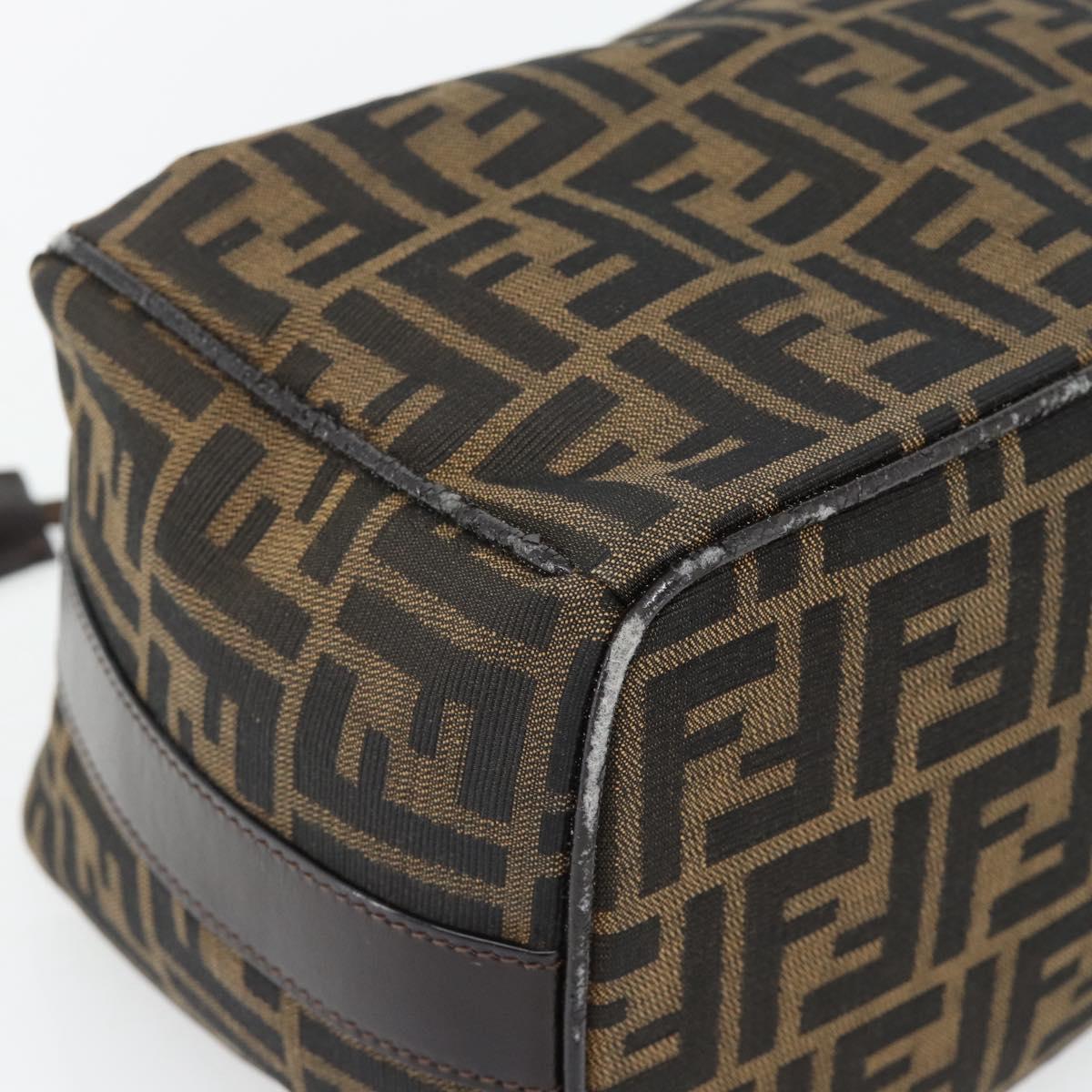 FENDI Zucca Canvas Vanity Hand Bag Black Brown Auth 181755