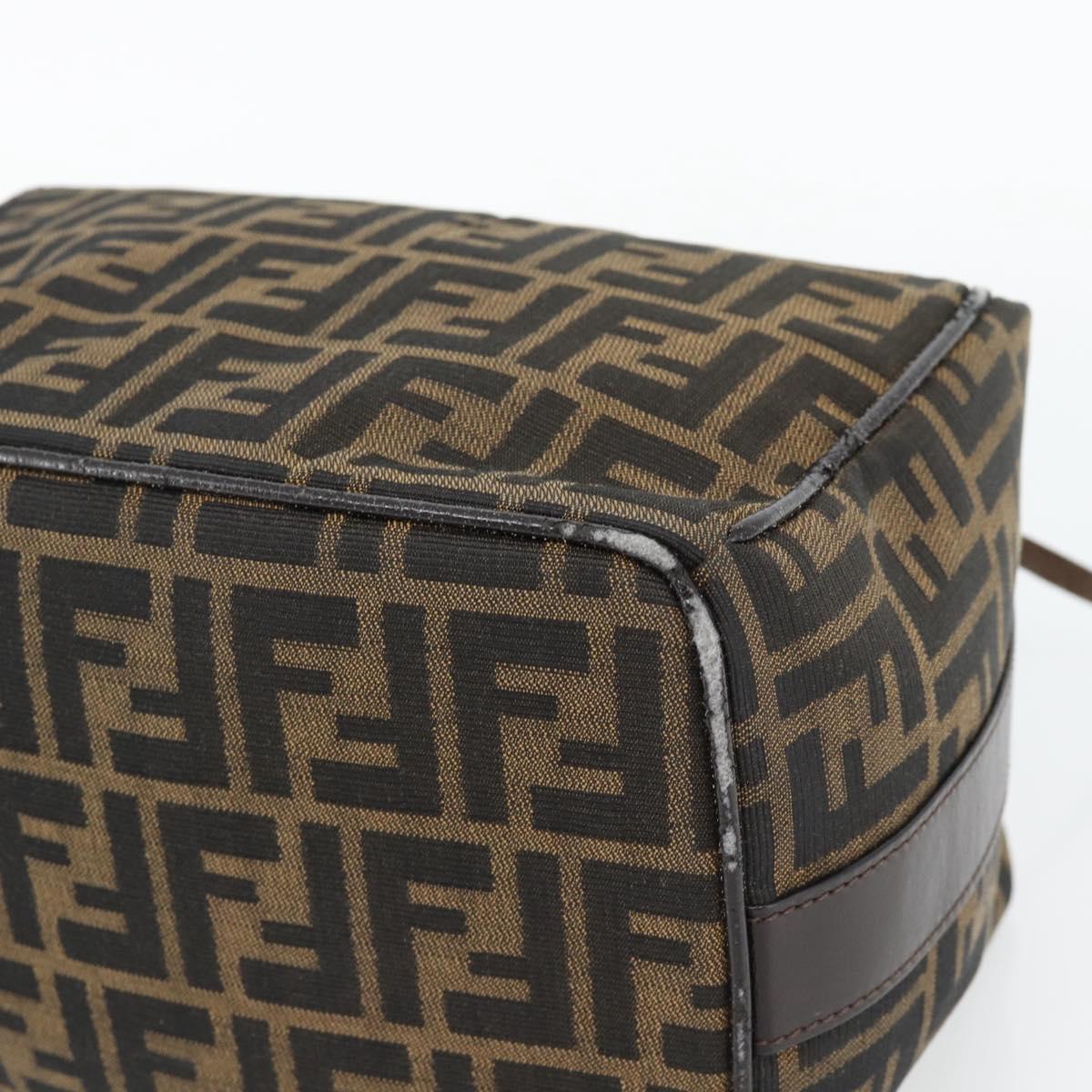 FENDI Zucca Canvas Vanity Hand Bag Black Brown Auth 181755