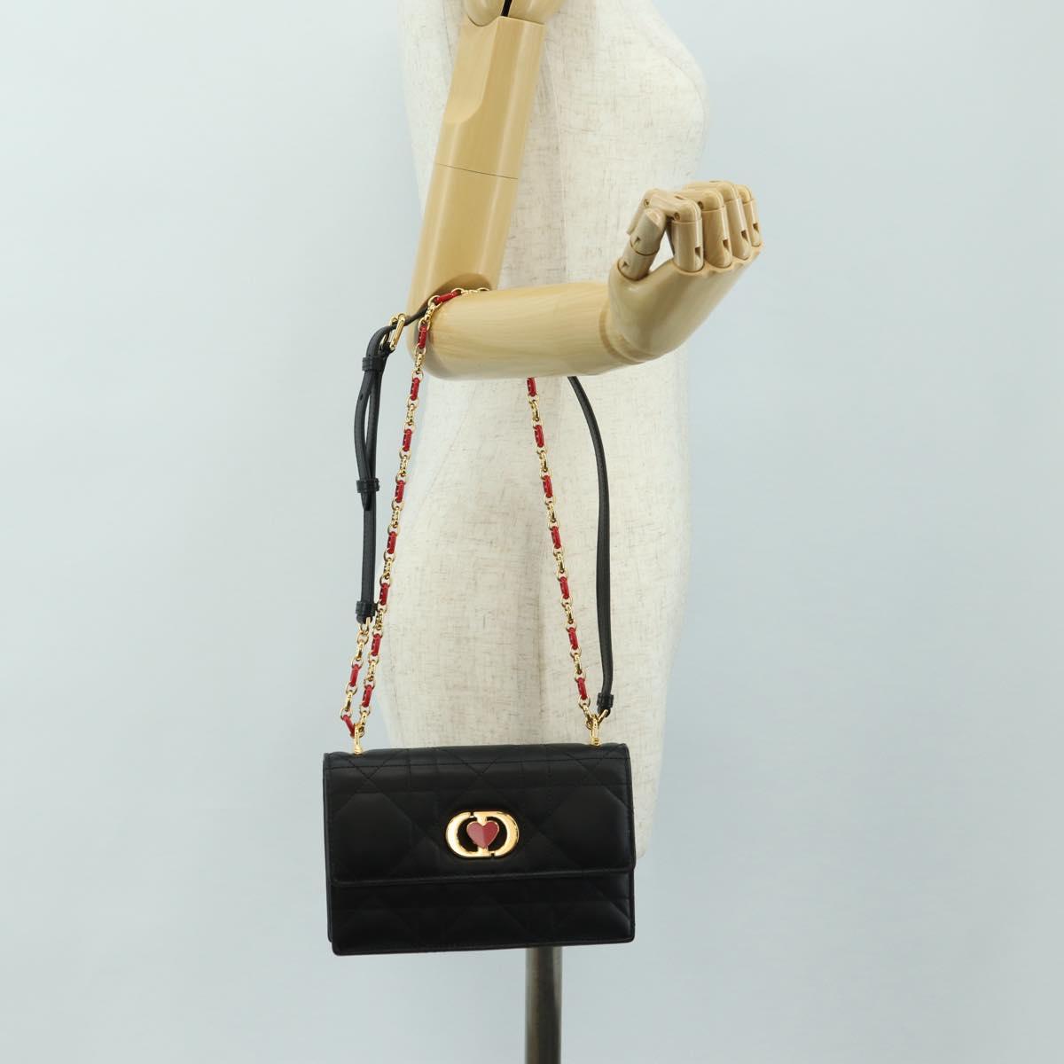 Christian Dior Cannage Caro Miss Dior Chain Bag Lamb Skin 2way Auth 181756SAM