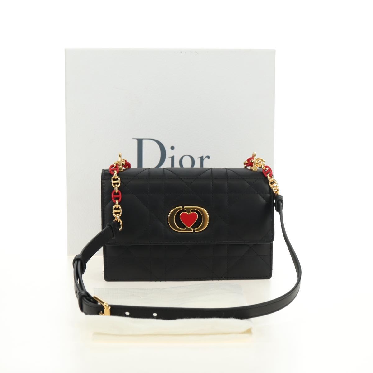 Christian Dior Cannage Caro Miss Dior Chain Bag Lamb Skin 2way Auth 181756SAM