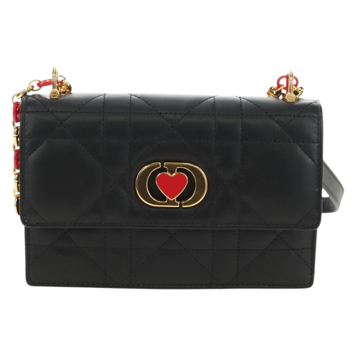 Christian Dior Cannage Caro Miss Dior Chain Bag Lamb Skin 2way Auth 181756SAM