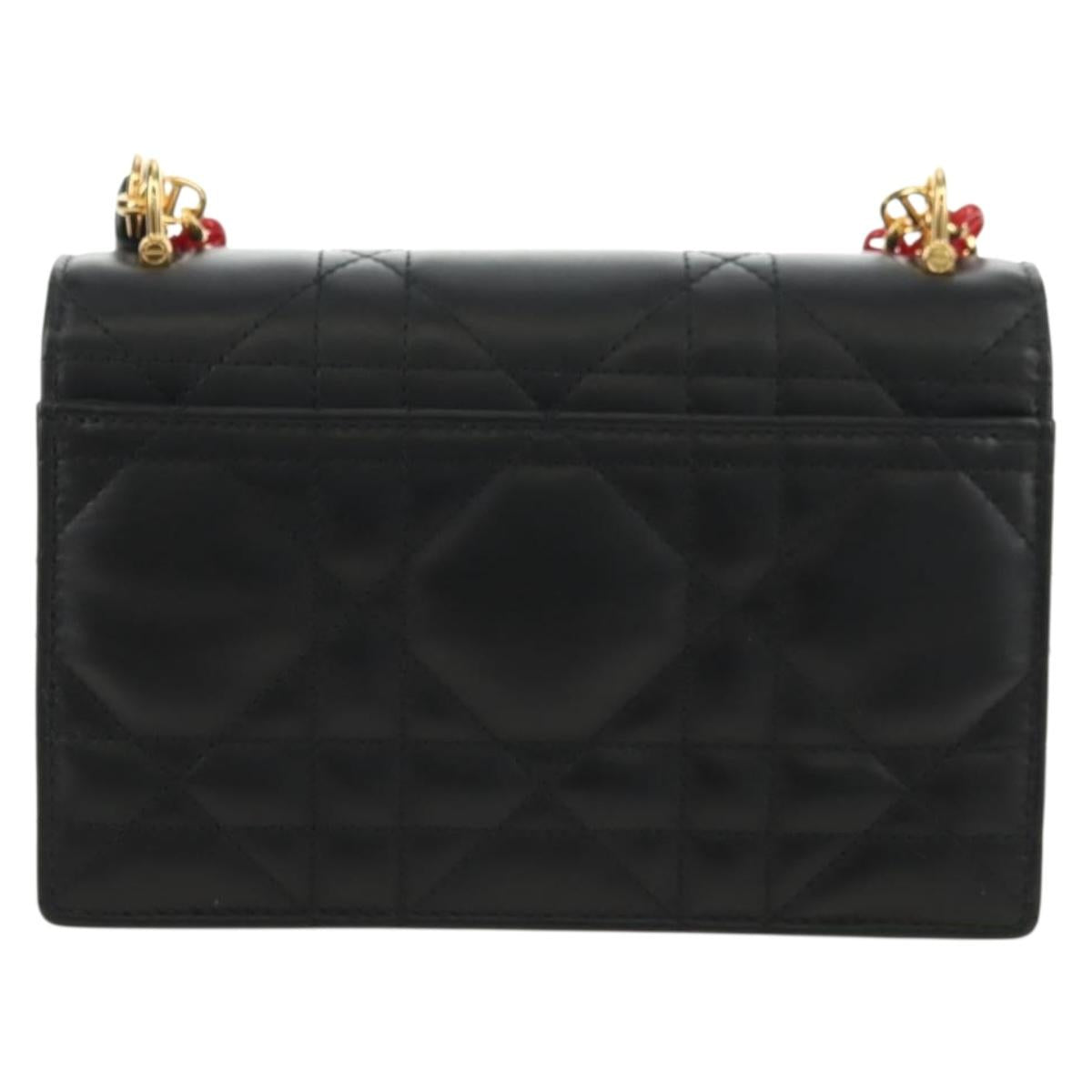 Christian Dior Cannage Caro Miss Dior Chain Bag Lamb Skin 2way Auth 181756SAM