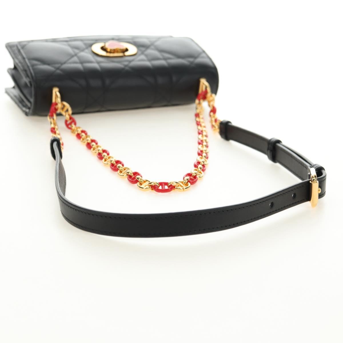 Christian Dior Cannage Caro Miss Dior Chain Bag Lamb Skin 2way Auth 181756SAM